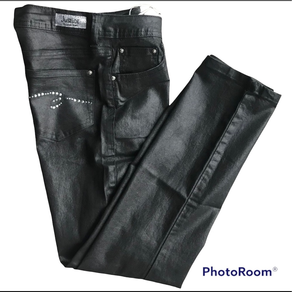 Justice Shiny Black Pants